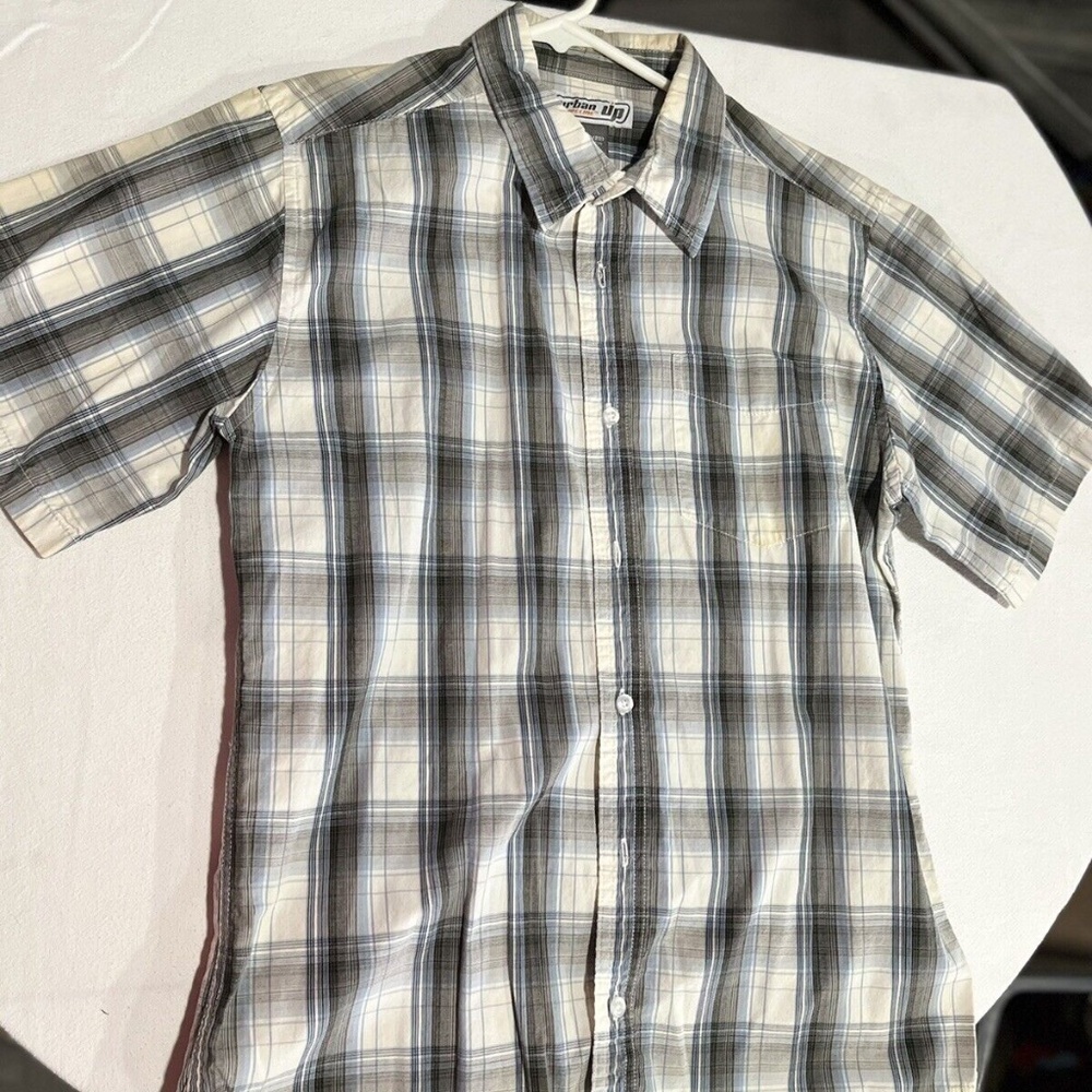 Kids XLG Urban Pipeline Grey/Blue Button Up Polo